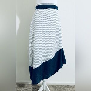 DKNY Women's Skirt Blue Striped Tie Waist